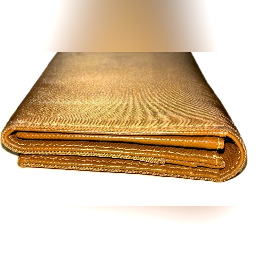 PRADA Milano Saffiano Long Leather & Nylon Fold Wallet, Brown/Copper, Italy - Picture 10 of 14